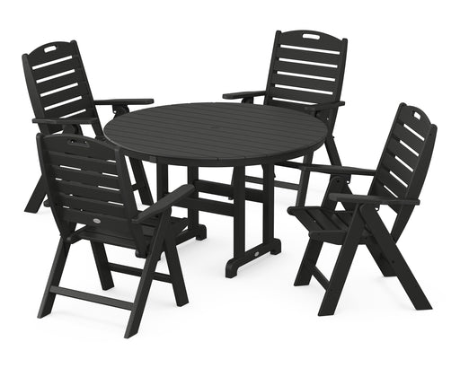 POLYWOOD Nautical 5-Piece Round Farmhouse Dining Set in Black image