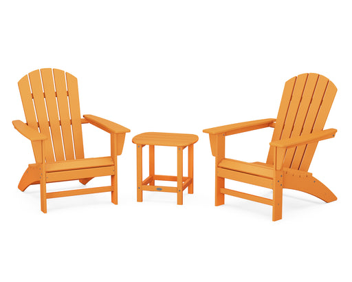 POLYWOOD Nautical 3-Piece Adirondack Set with South Beach 18" Side Table in Tangerine image