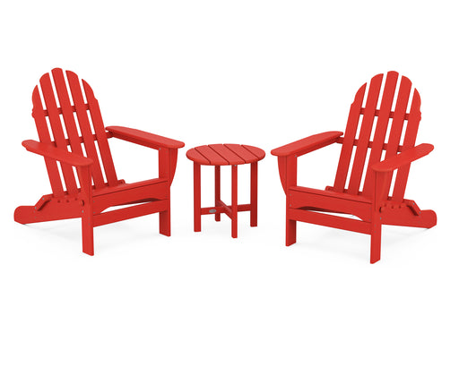 POLYWOOD Classic Folding Adirondack 3-Piece Set in Sunset Red image