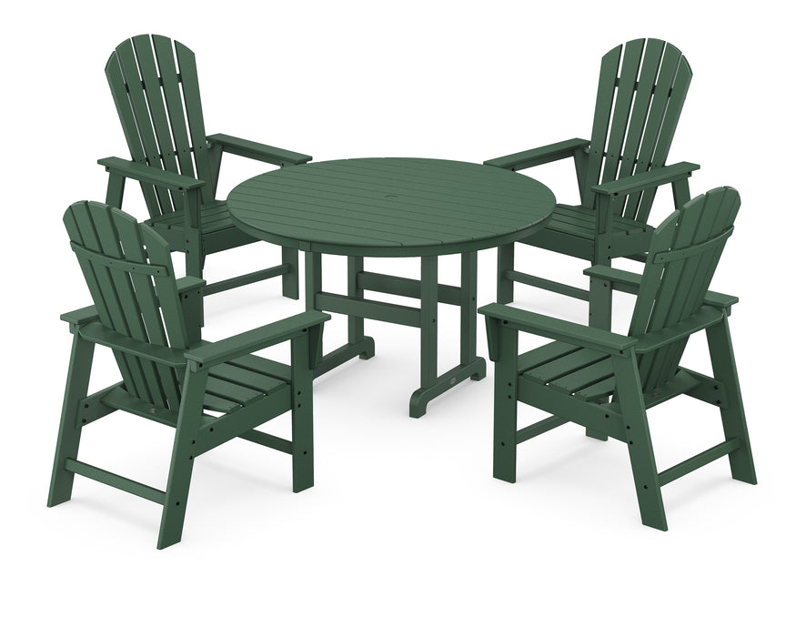 POLYWOOD South Beach 5-Piece Round Farmhouse Dining Set in Green image