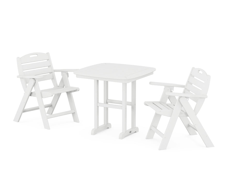 POLYWOOD Nautical Lowback Chair 3-Piece Dining Set in White