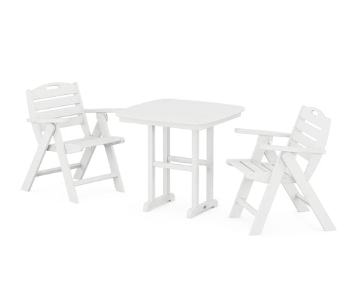 POLYWOOD Nautical Lowback Chair 3-Piece Dining Set in White image