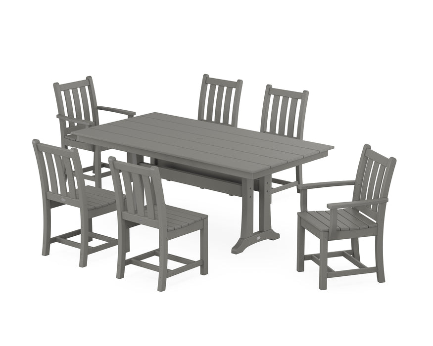 POLYWOOD Traditional Garden 7-Piece Farmhouse Dining Set With Trestle Legs in Slate Grey image