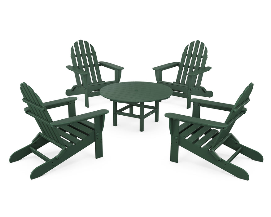 POLYWOOD Classic Folding Adirondack 5-Piece Conversation Group in Green image