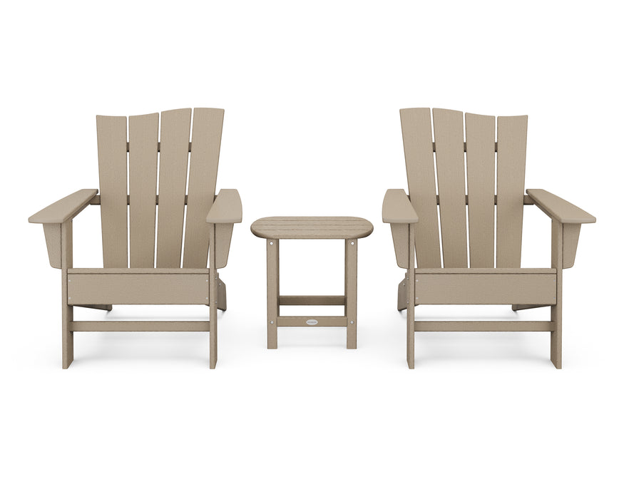 POLYWOOD Wave 3-Piece Adirondack Chair Set in Vintage Sahara