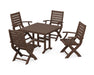 POLYWOOD Signature Folding Chair 5-Piece Farmhouse Dining Set in Mahogany image