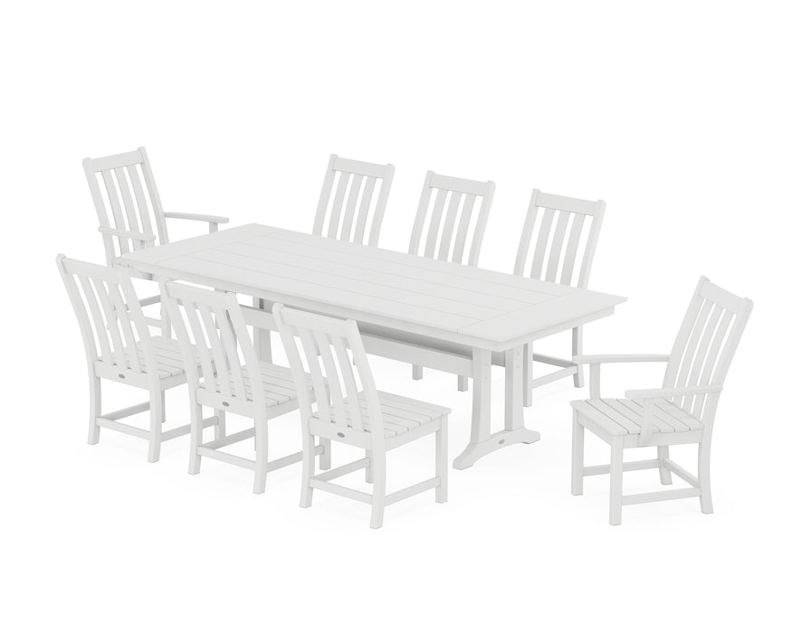 POLYWOOD Vineyard 9-Piece Farmhouse Dining Set with Trestle Legs in White