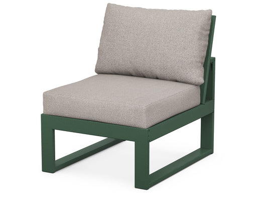 POLYWOOD Modular Armless Chair in Green / Weathered Tweed image