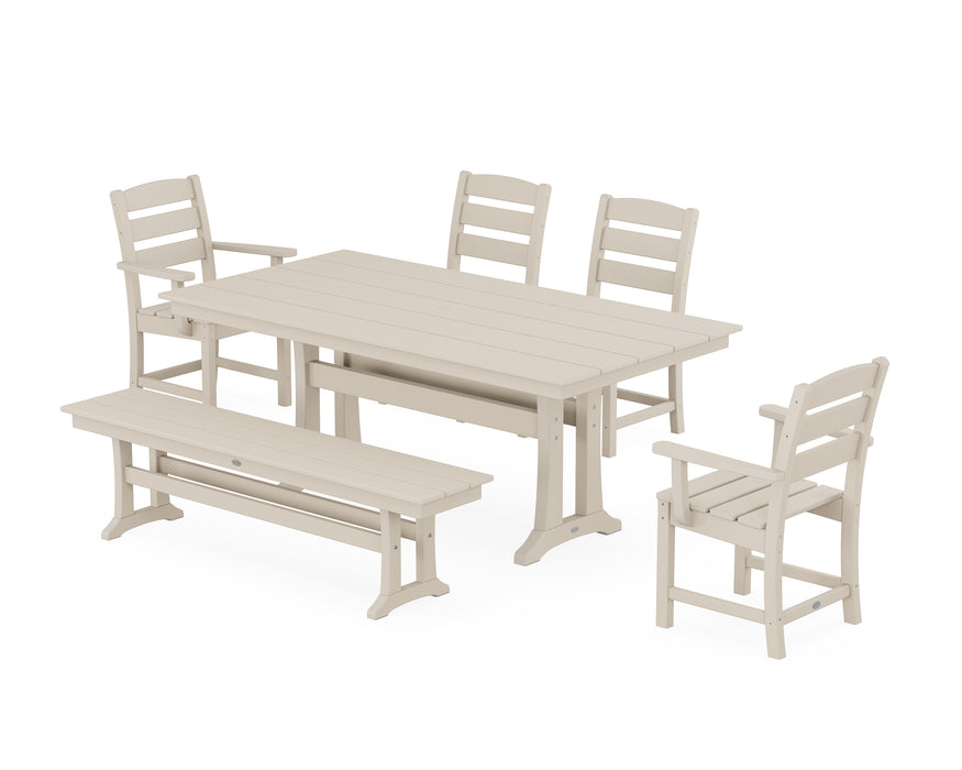 POLYWOOD Lakeside 6-Piece Farmhouse Dining Set With Trestle Legs in Sand image