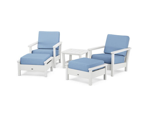 POLYWOOD Harbour 5-Piece Deep Seating Chair Set in White / Air Blue image