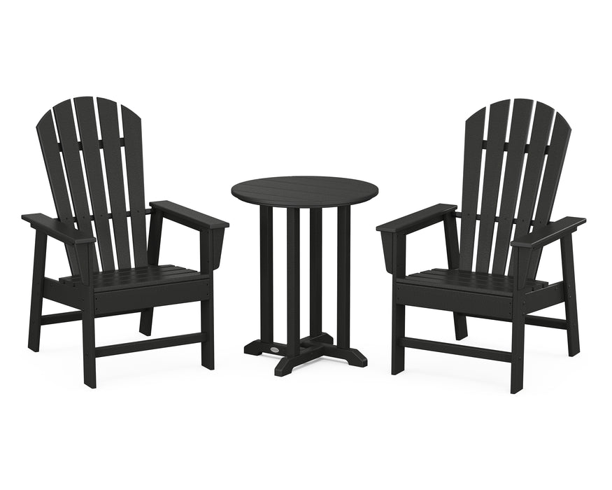 POLYWOOD South Beach 3-Piece Round Farmhouse Dining Set in Black