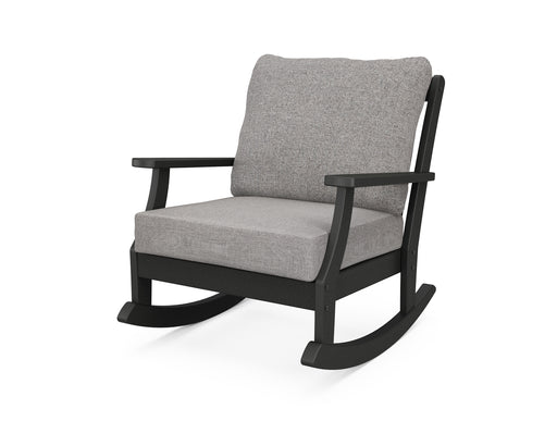 POLYWOOD Braxton Deep Seating Rocking Chair in Black / Grey Mist image