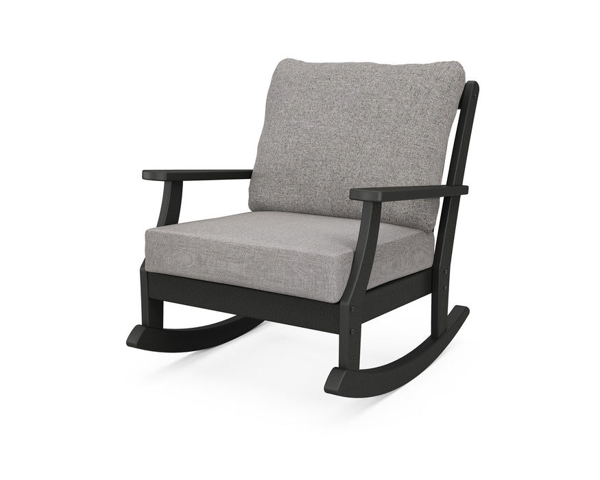 POLYWOOD Braxton Deep Seating Rocking Chair in Black / Grey Mist