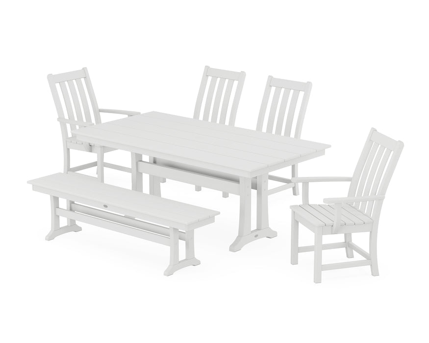 POLYWOOD Vineyard 6-Piece Farmhouse Dining Set With Trestle Legs in White