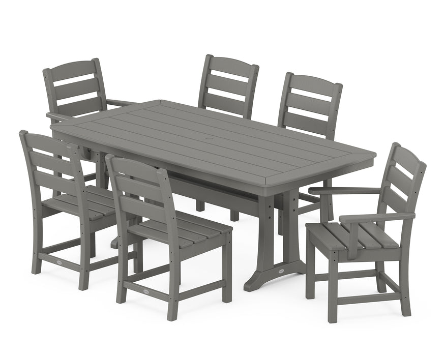 POLYWOOD Lakeside 7-Piece Nautical Trestle Dining Set in Slate Grey