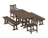 POLYWOOD Traditional Garden 5-Piece Farmhouse Dining Set with Benches in Mahogany image