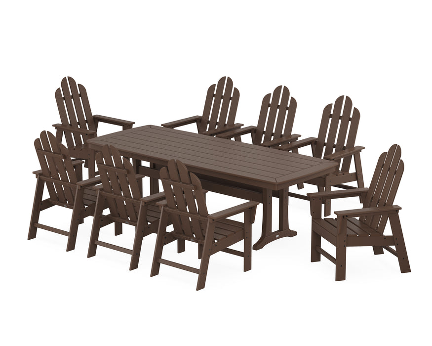 POLYWOOD Long Island 9-Piece Dining Set with Trestle Legs in Mahogany image