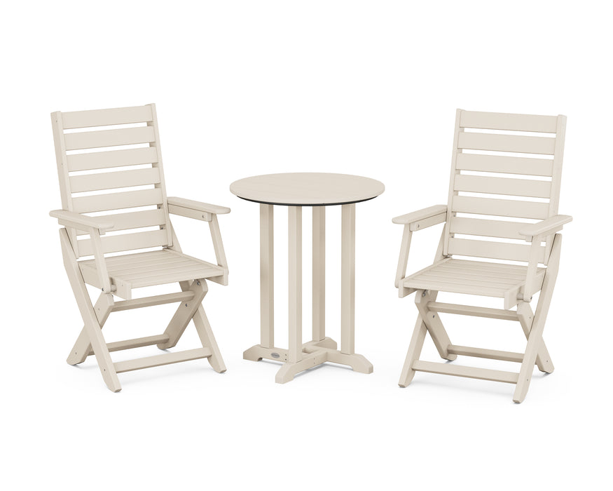 POLYWOOD Captain 3-Piece Round Dining Set in Sand