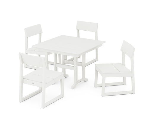 POLYWOOD EDGE Side Chair 5-Piece Farmhouse Dining Set in Vintage White image