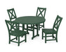 POLYWOOD Braxton Side Chair 5-Piece Round Dining Set in Green image