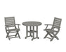 POLYWOOD Signature Folding Chair 3-Piece Round Farmhouse Dining Set in Slate Grey image