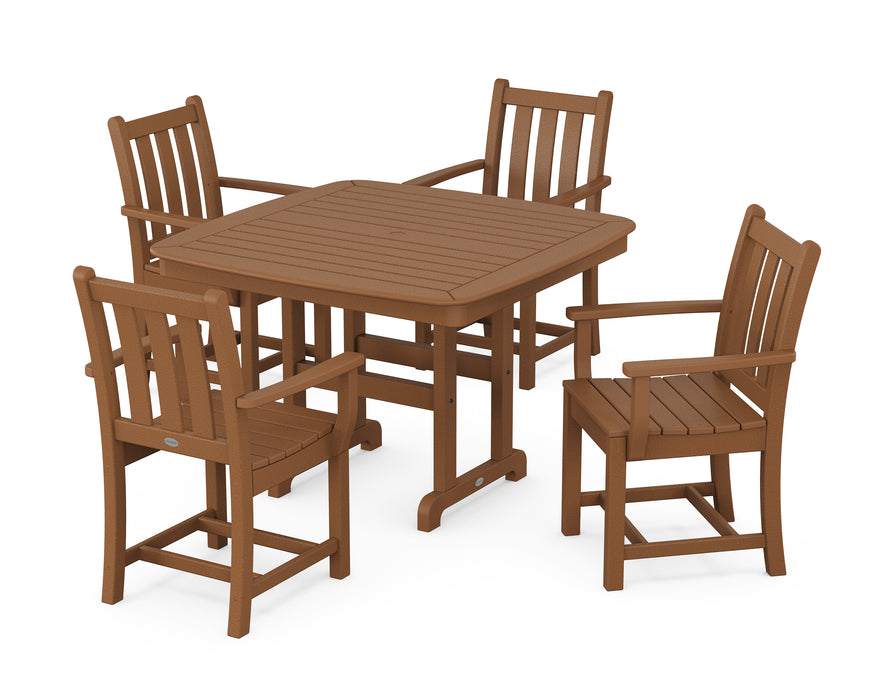 POLYWOOD Traditional Garden 5-Piece Dining Set with Trestle Legs in Teak