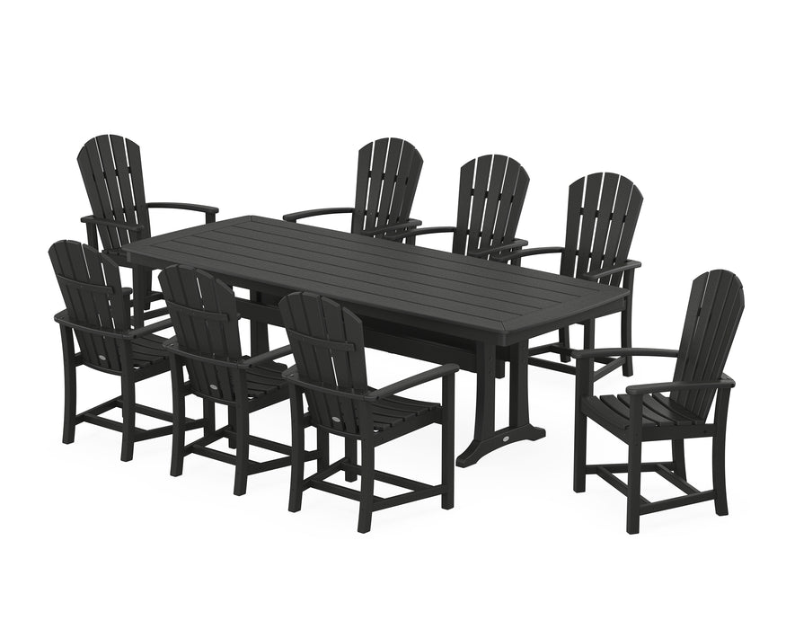 POLYWOOD Palm Coast 9-Piece Dining Set with Trestle Legs in Black