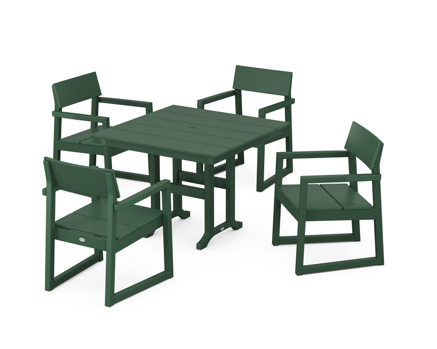 POLYWOOD EDGE 5-Piece Farmhouse Dining Set in Green