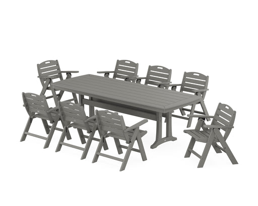 POLYWOOD Nautical Lowback 9-Piece Dining Set with Trestle Legs in Slate Grey image