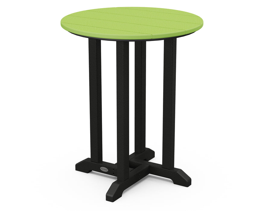 POLYWOOD Contempo 24" Round Dining Table in Black / Lime