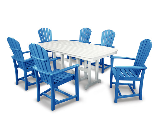 POLYWOOD Palm Coast 7-Piece Dining Set in Pacific Blue / White image