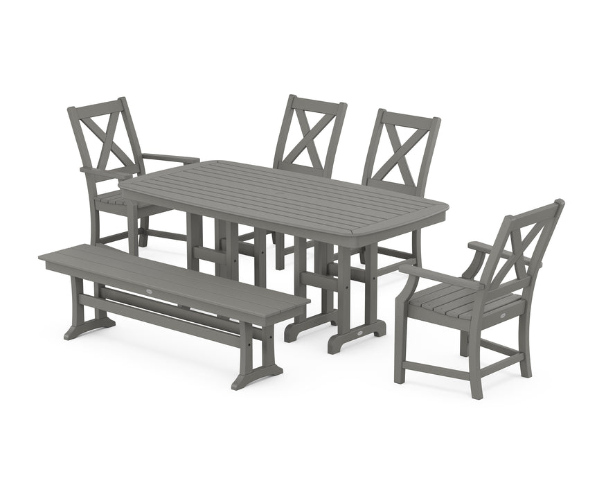 POLYWOOD Braxton 6-Piece Dining Set with Bench in Slate Grey