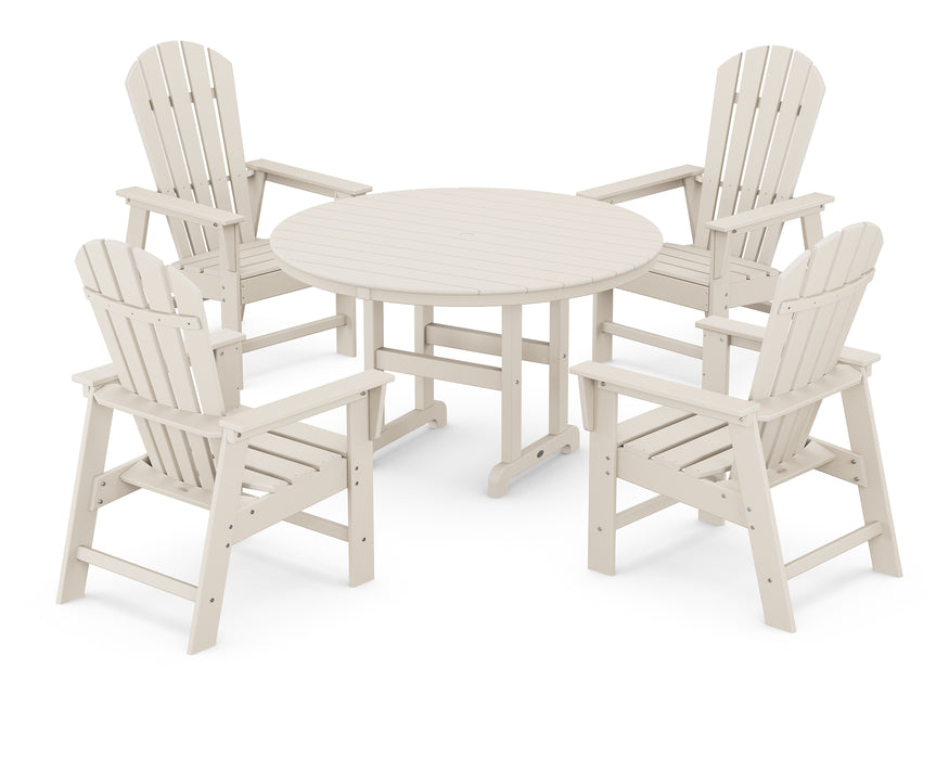 POLYWOOD South Beach 5-Piece Round Farmhouse Dining Set in Sand image