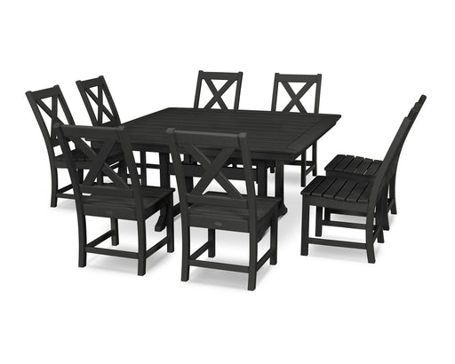 POLYWOOD Braxton 9-Piece Nautical Trestle Dining Set in Black image