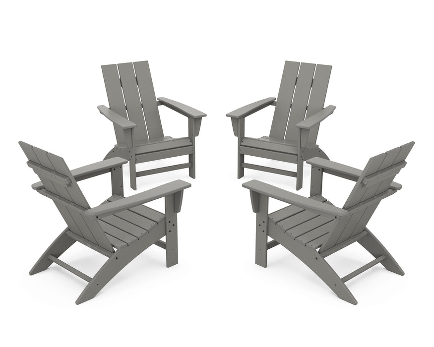 POLYWOOD 4-Piece Modern Adirondack Chair Conversation Set in Slate Grey