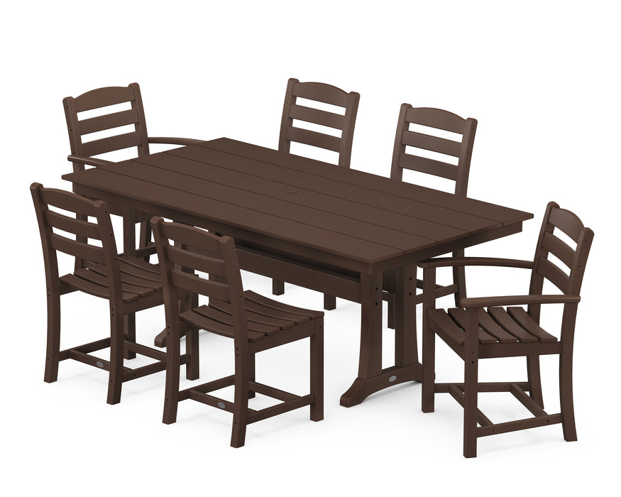 POLYWOOD La Casa Cafe 7-Piece Farmhouse Trestle Dining Set in Mahogany image