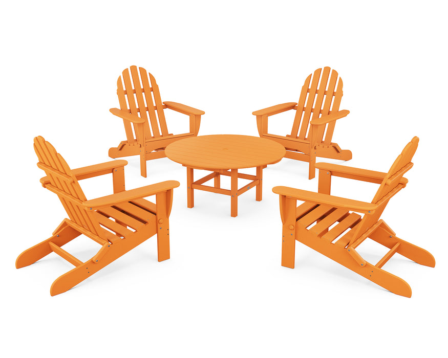 POLYWOOD Classic Folding Adirondack 5-Piece Conversation Group in Tangerine image