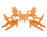 POLYWOOD Classic Folding Adirondack 5-Piece Conversation Group in Tangerine image