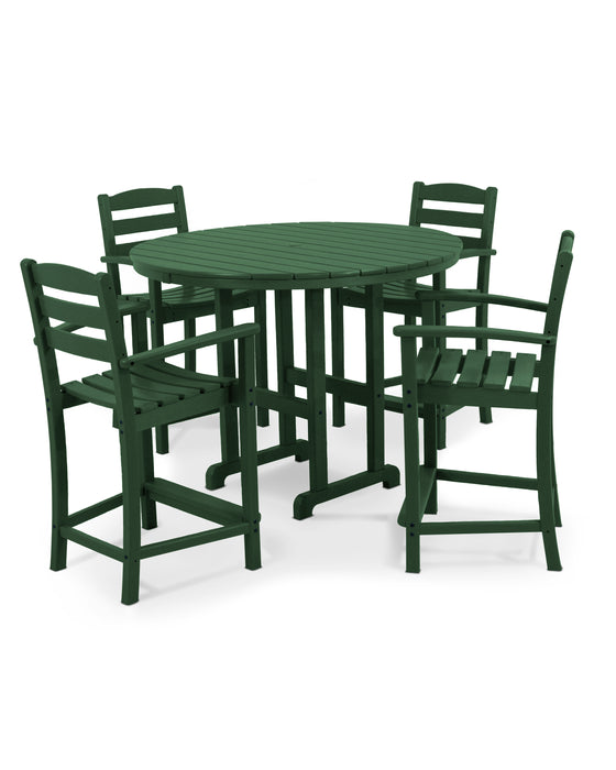 POLYWOOD La Casa Cafe 5-Piece Round Farmhouse Counter Set in Green