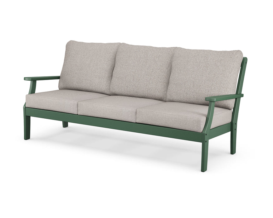 POLYWOOD Braxton Deep Seating Sofa in Green / Weathered Tweed