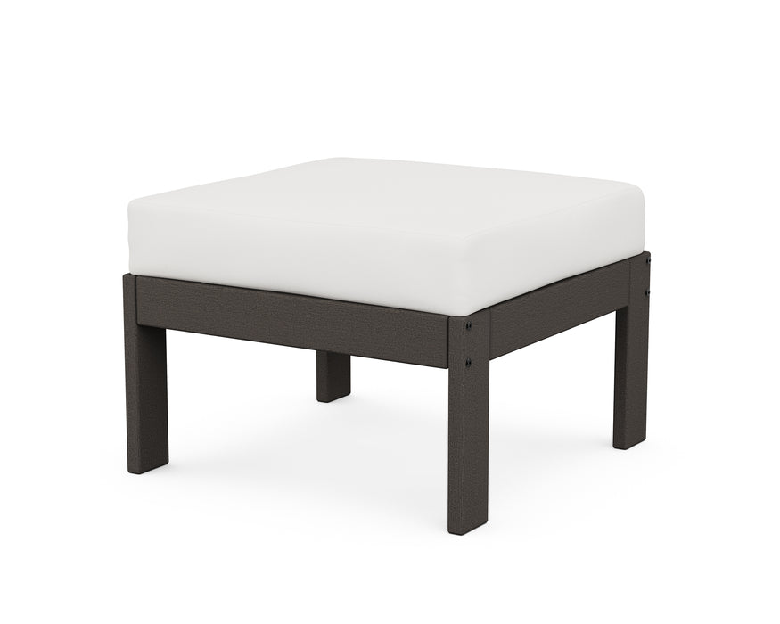 POLYWOOD Vineyard Modular Ottoman in Vintage Coffee / Natural Linen