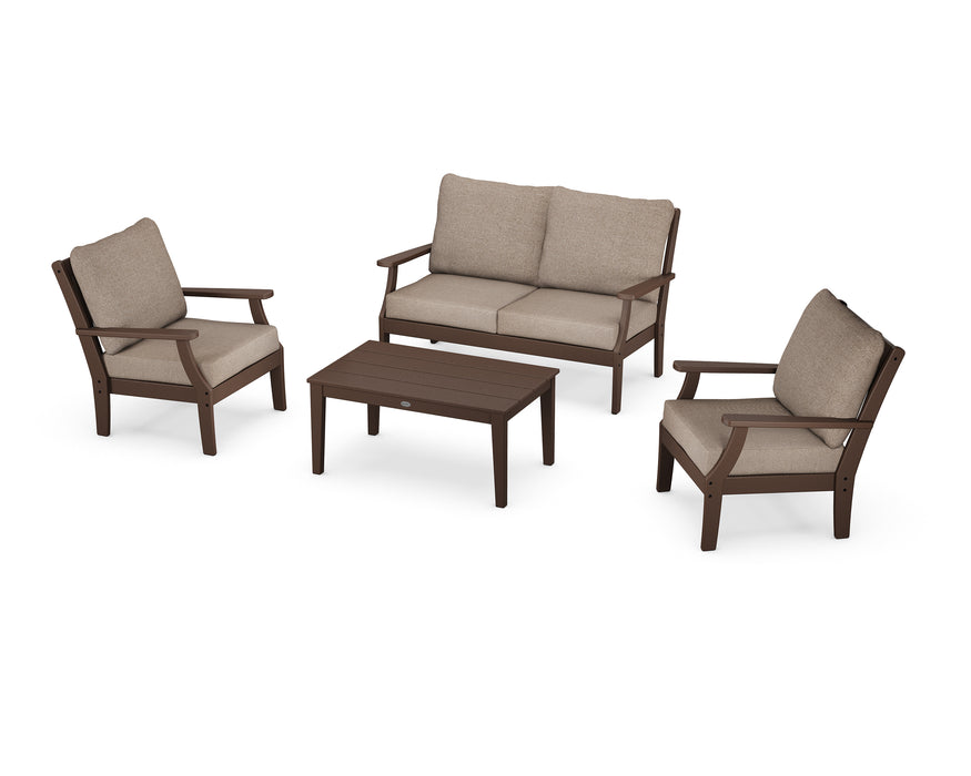 POLYWOOD Braxton 4-Piece Deep Seating Chair Set in Mahogany / Spiced Burlap image