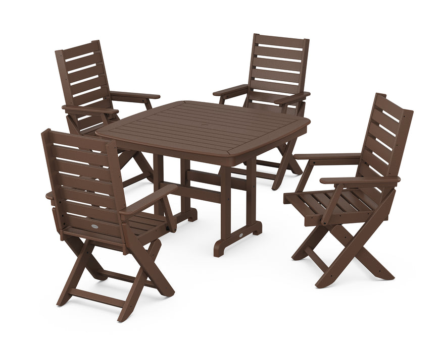 POLYWOOD Captain 5-Piece Dining Set with Trestle Legs in Mahogany