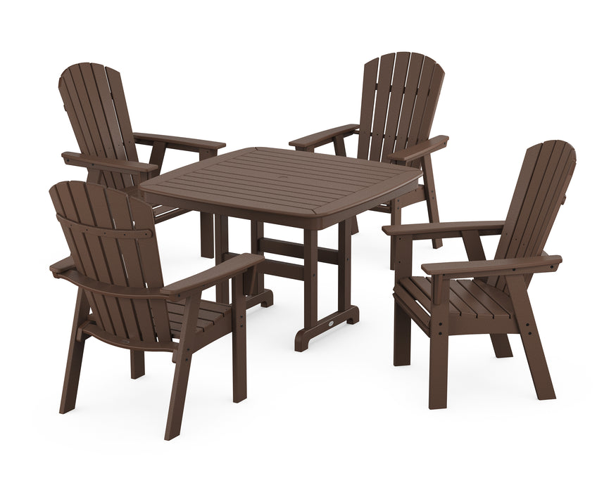 POLYWOOD Nautical Curveback Adirondack 5-Piece Dining Set in Mahogany