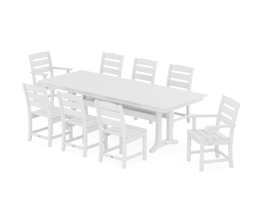 POLYWOOD Lakeside 9-Piece Farmhouse Dining Set with Trestle Legs in White image