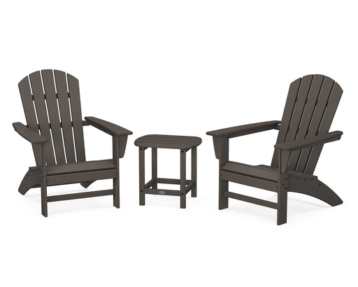 POLYWOOD Nautical 3-Piece Adirondack Set with South Beach 18" Side Table in Vintage Coffee image