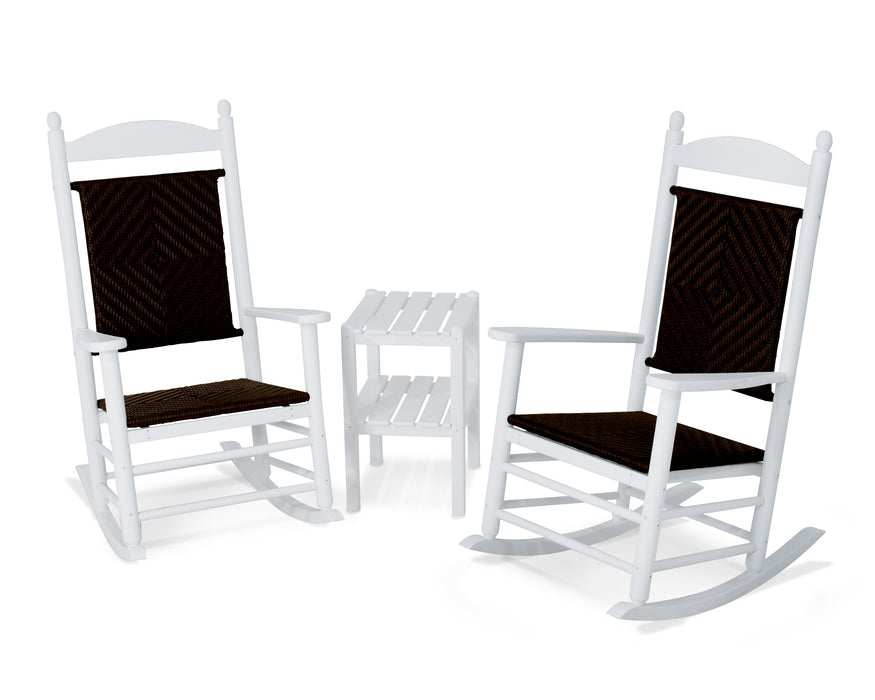 POLYWOOD Jefferson 3-Piece Woven Rocker Set in White / Cahaba image