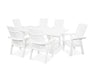 POLYWOOD Modern Curveback Adirondack 7-Piece Rustic Farmhouse Dining Set in White image