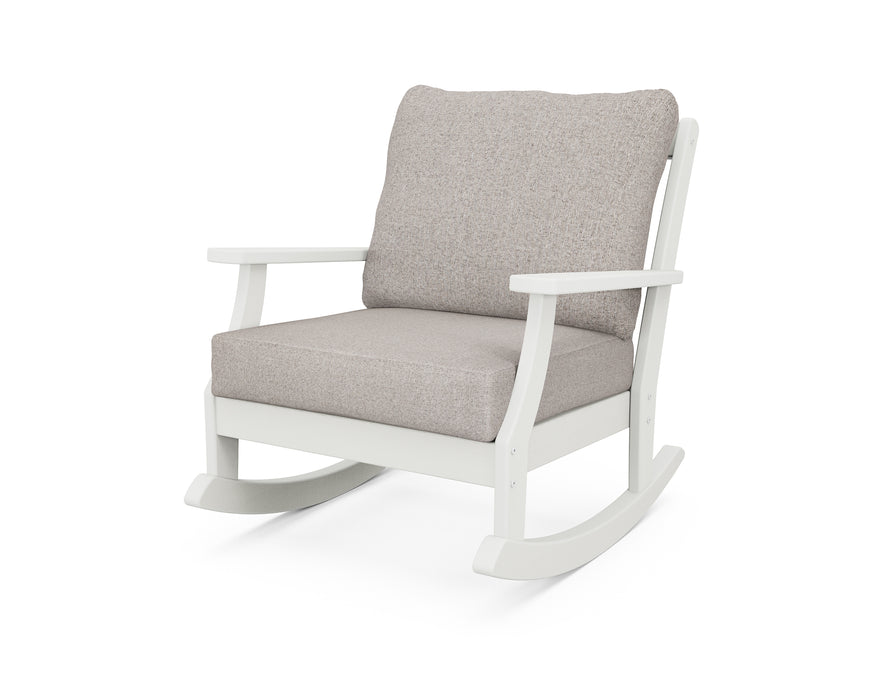 POLYWOOD Braxton Deep Seating Rocking Chair in Vintage White / Weathered Tweed