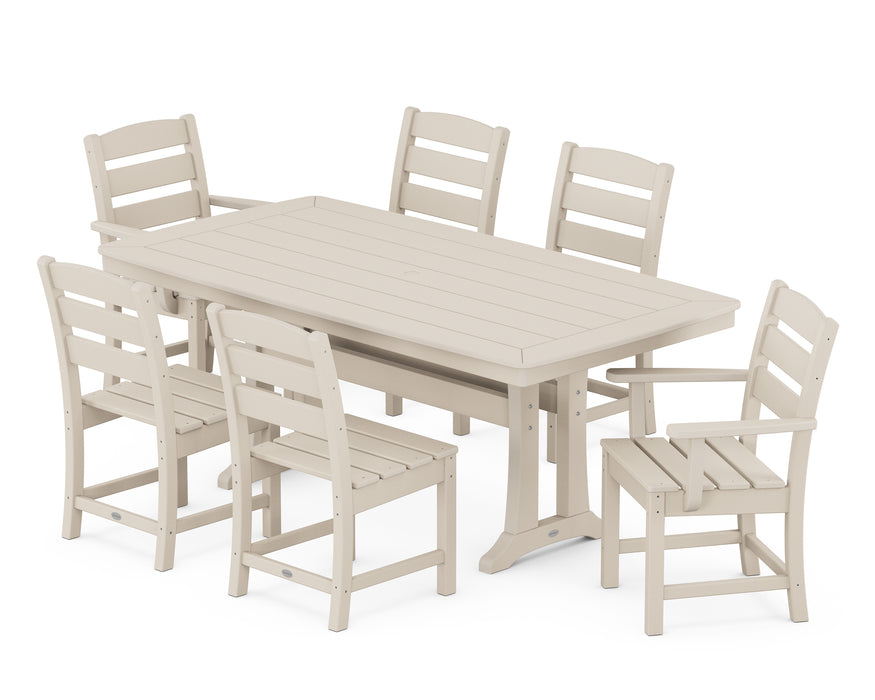 POLYWOOD Lakeside 7-Piece Nautical Trestle Dining Set in Sand